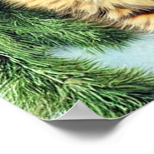 Vintage kerstkat poster (Hoek)