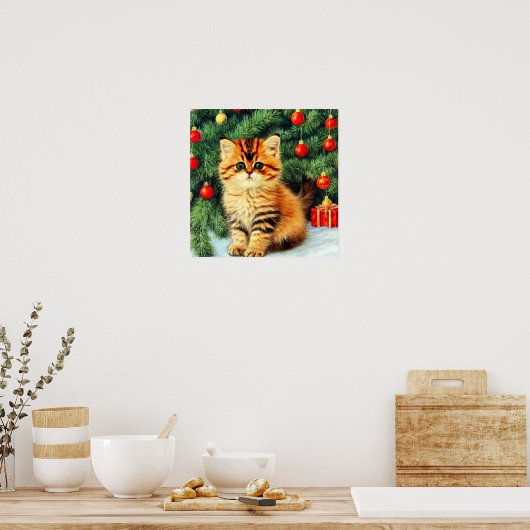 Vintage kerstkat poster (Keuken)