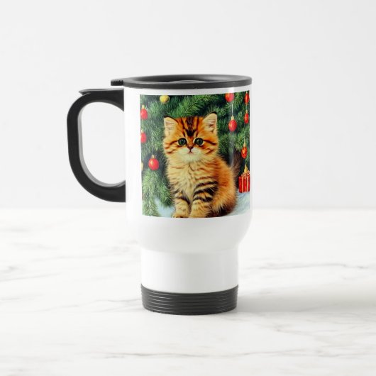 Vintage kerstkat reisbeker (Links)