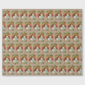 Vintage kerstkat Retro Vindage Wrapping Paper Cadeaupapier (Vlak)
