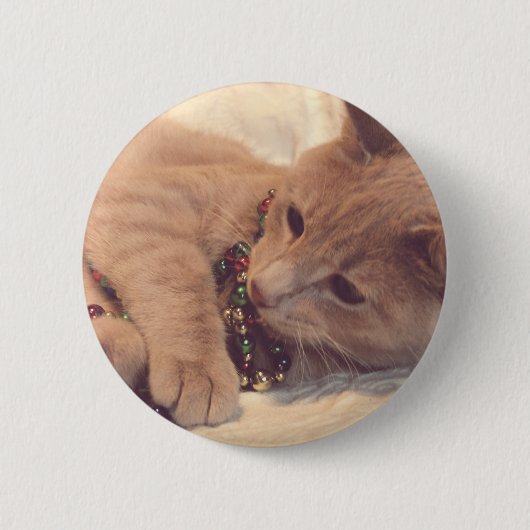 Vintage-kerstKat Ronde Button 5,7 Cm (Voorkant)