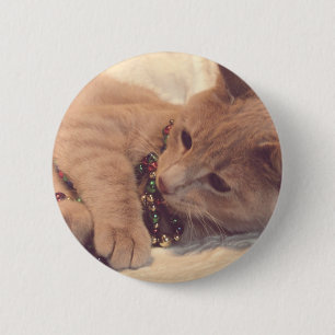 Vintage-kerstKat Ronde Button 5,7 Cm