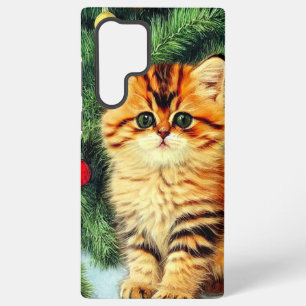Vintage kerstkat samsung galaxy hoesje
