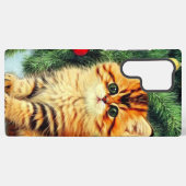 Vintage kerstkat samsung galaxy hoesje (Achterkant horizontaal)
