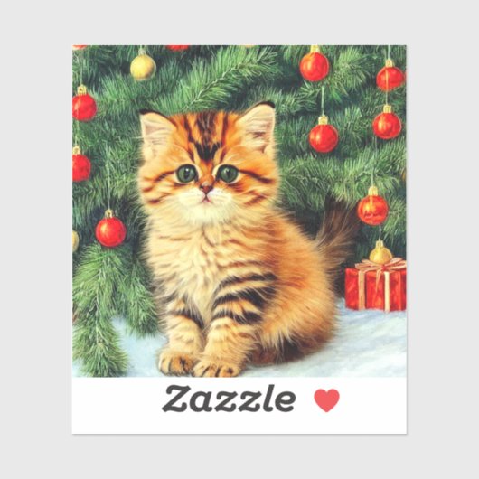 Vintage kerstkat sticker (Vel)