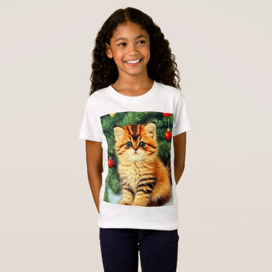 Vintage kerstkat t-shirt (Voorkant volledig)