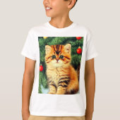 Vintage kerstkat t-shirt (Voorkant)