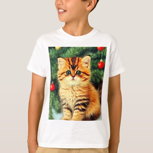 Vintage kerstkat t-shirt (Voorkant)