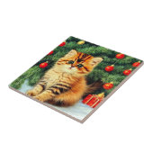 Vintage kerstkat tegeltje (Zijkant)