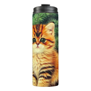 Vintage kerstkat thermosbeker