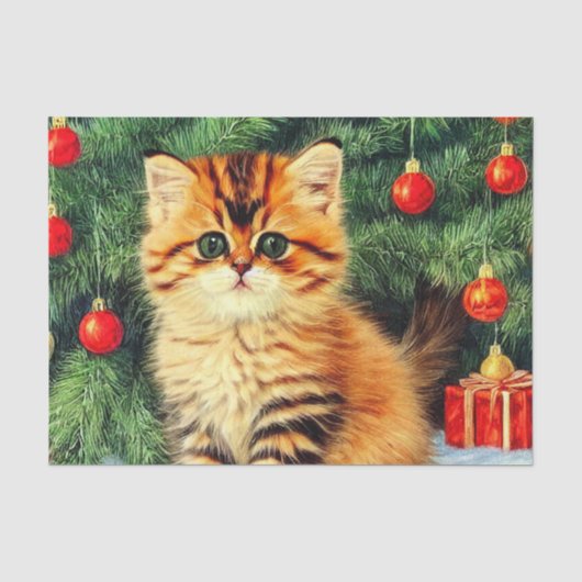 Vintage kerstkat tissuepapier (Voorkant)