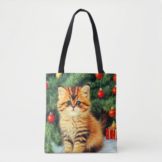 Vintage kerstkat tote bag (Voorkant)