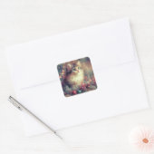 Vintage kerstkat vierkante sticker (Envelop)