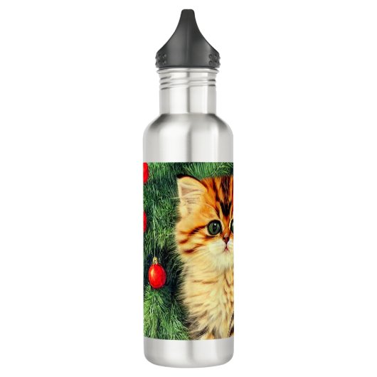 Vintage kerstkat waterfles  (Links)