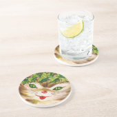 vintage-kerstkat zandsteen onderzetter (Zijkant)