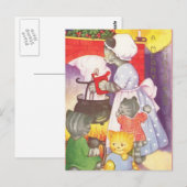 Vintage kerstkatten briefkaart (Voorkant / Achterkant)