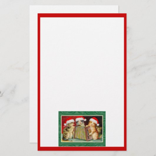 Vintage kerstkatten briefpapier (Voorkant / Achterkant)