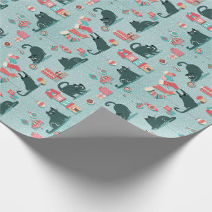Vintage kerstkatten cadeaupapier