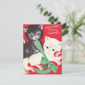 Vintage kerstkatten CandyCane Feestdagenkaart (Staand voorkant)