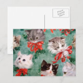 Vintage kerstkatten feestdagenkaart (Voorkant / Achterkant)