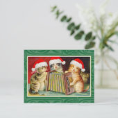 Vintage kerstkatten feestdagenkaart (Staand voorkant)