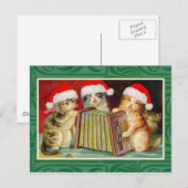 Vintage kerstkatten feestdagenkaart (Voorkant / Achterkant)