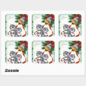 Vintage kerstkatten Holiday sticker (Vel)