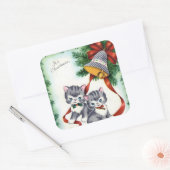 Vintage kerstkatten Holiday sticker (Envelop)
