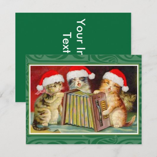 Vintage kerstkatten kaart (Voorkant / Achterkant)