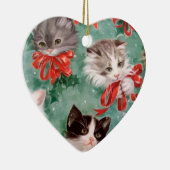 Vintage kerstkatten keramisch ornament (Rechts)