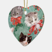 Vintage kerstkatten keramisch ornament (Links)