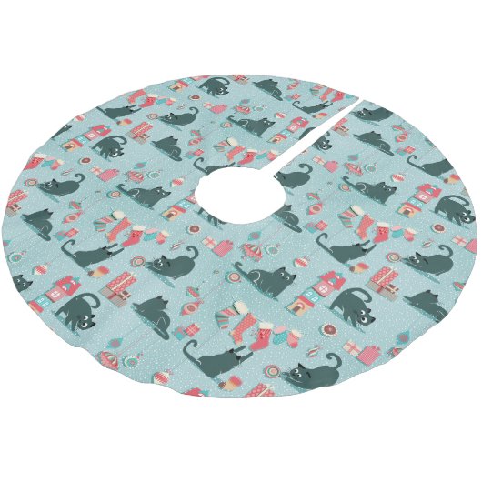 Vintage kerstkatten kerstboom rok (Gekanteld)