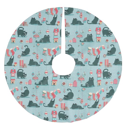 Vintage kerstkatten kerstboom rok (Voorkant)