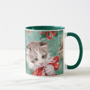 Vintage kerstkatten mok
