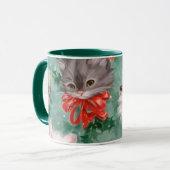 Vintage kerstkatten mok (Voorkant links)