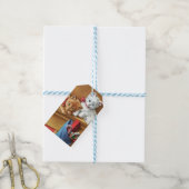 Vintage kerstKatten op mantel Cadeaulabel (Met Touw)