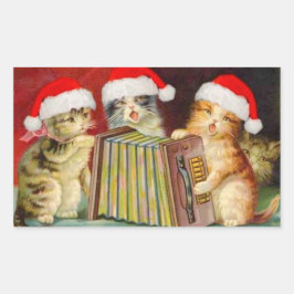 Vintage kerstkatten rechthoekige sticker