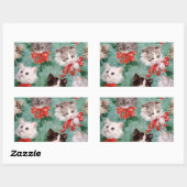 Vintage kerstkatten rechthoekige sticker (Vel)
