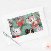 Vintage kerstkatten rechthoekige sticker (Envelop)