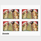 Vintage kerstkatten rechthoekige sticker (Vel)