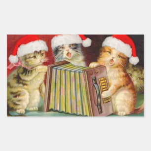 Vintage kerstkatten rechthoekige sticker