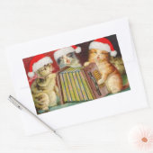 Vintage kerstkatten rechthoekige sticker (Envelop)