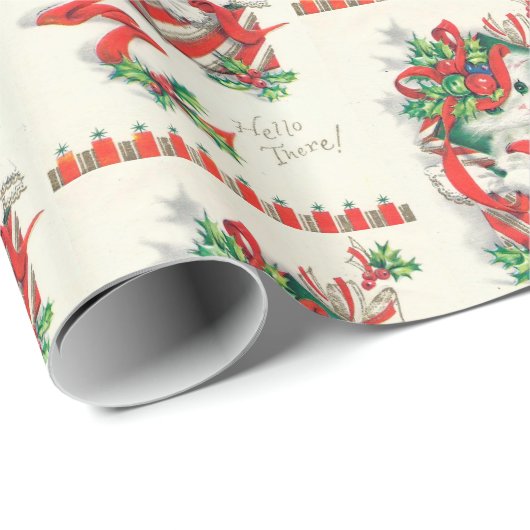 Vintage kerstkatten Santidefeest Cadeaupapier (Rol Hoek)
