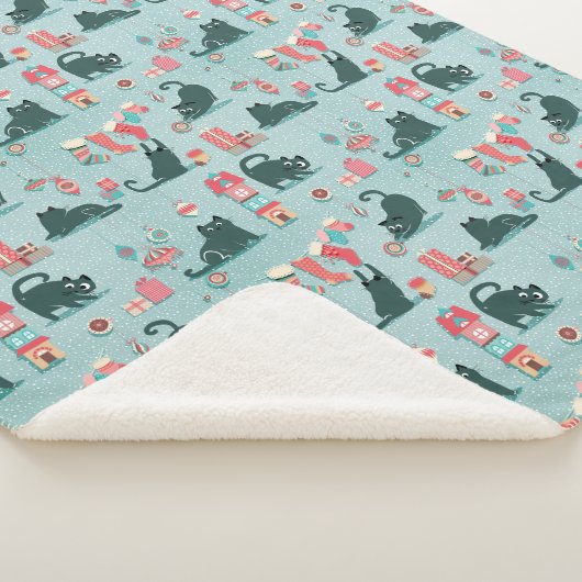 Vintage kerstkatten sherpa deken (3/4)