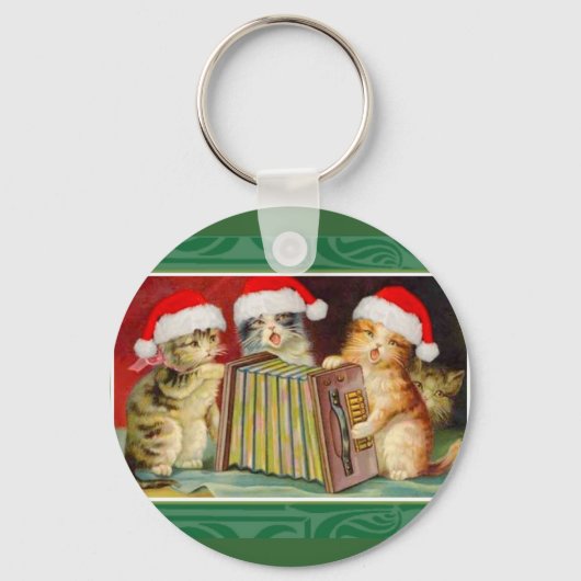 Vintage kerstkatten sleutelhanger (Voorkant)