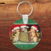 Vintage kerstkatten sleutelhanger (Voorkant)