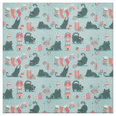 Vintage kerstkatten stof (Swatch)