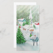 Vintage kerstkerk Winter Scene Feestdagenkaart (Voorkant / Achterkant)