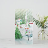 Vintage kerstkerk Winter Scene Feestdagenkaart (Staand voorkant)