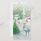 Vintage kerstkerk Winter Scene Feestdagenkaart (Voorkant)